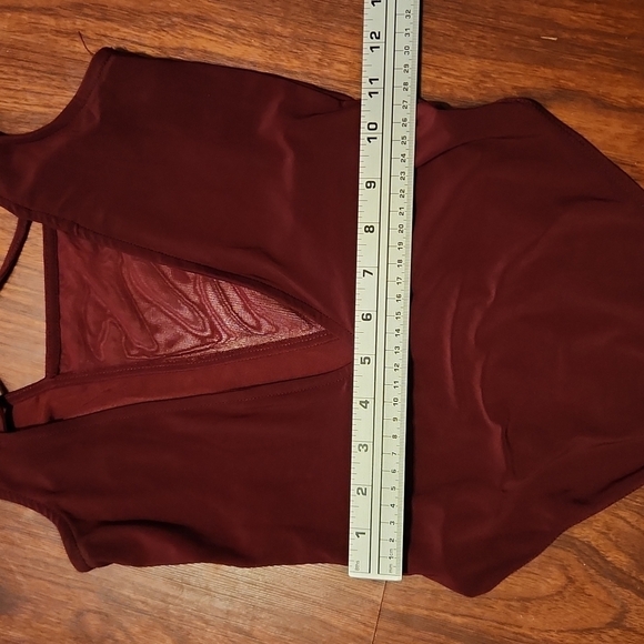 Forever 21 Womens Bodysuit Size S Maroon Velvet Like - Picture 7 of 9